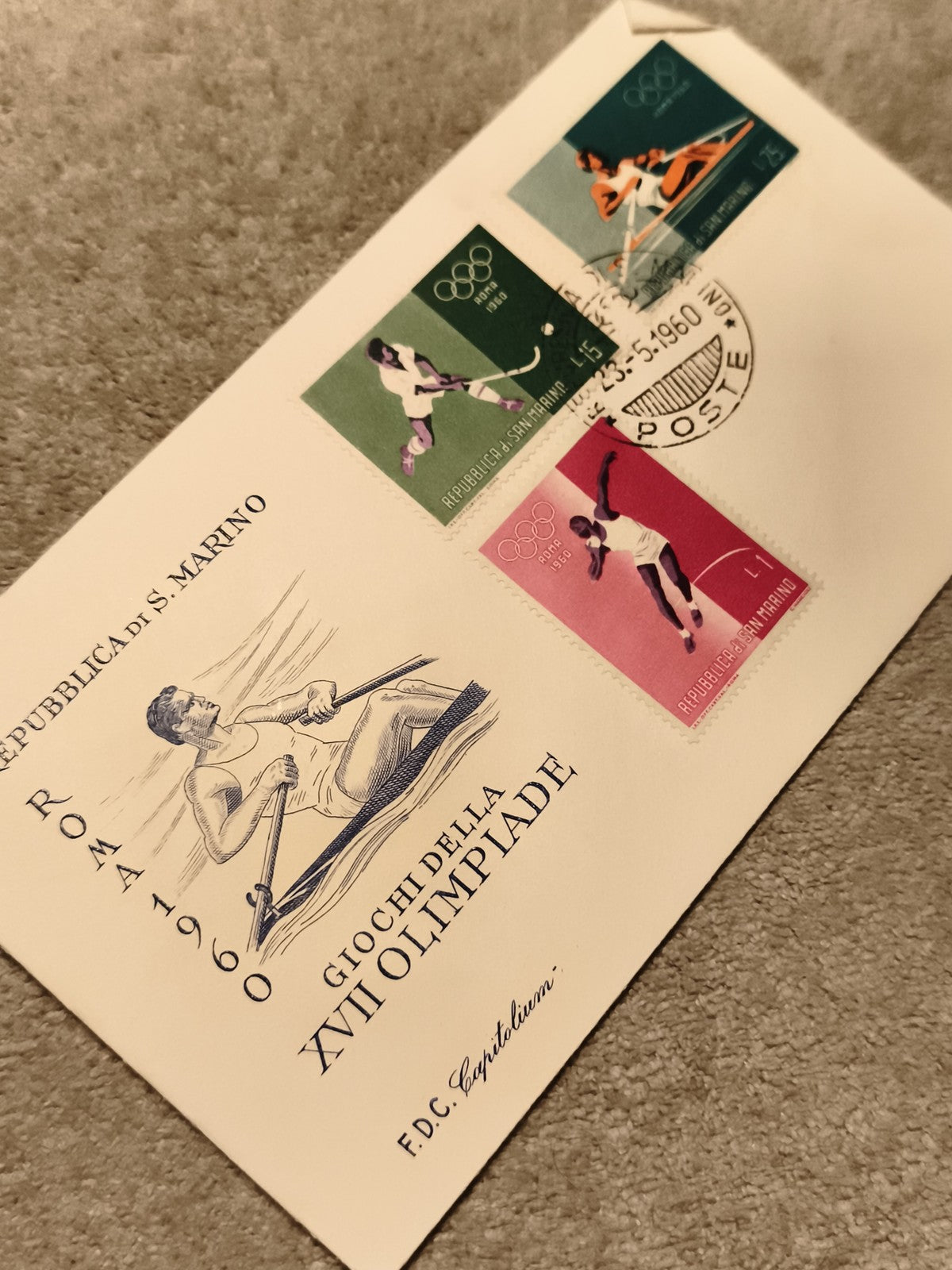 FDC San Marino Rome 1960 Olympiade timbres oblitérés sports JO (Ref 27)