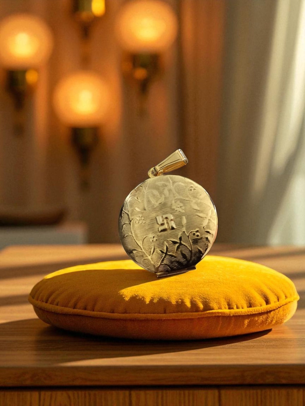 Pendentif vintage Yves Rocher secret, ouverture, finition dorée gravée