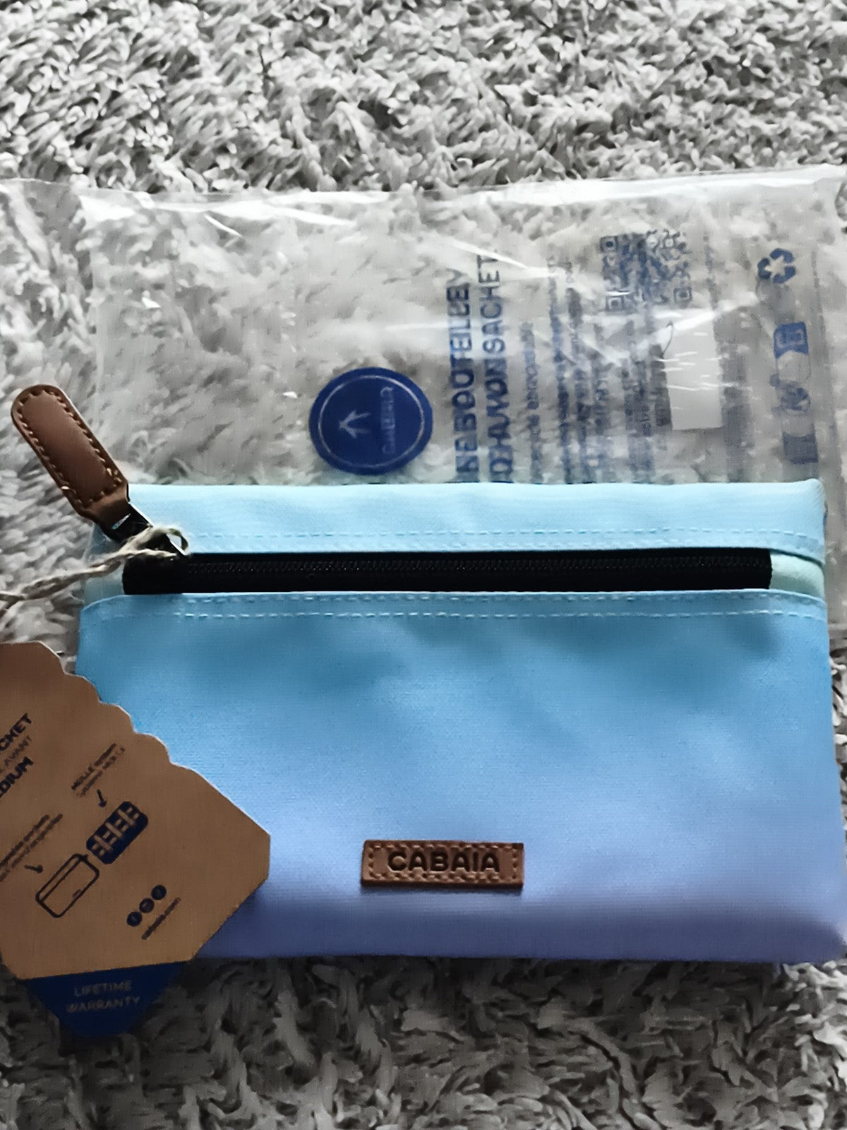 Trousse pochette Cabaia bleu dégradé 18 cm neuve zip avant accessoire