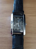 Montre femme Piery vintage rectangulaire noire, style rétro, bracelet façon croc