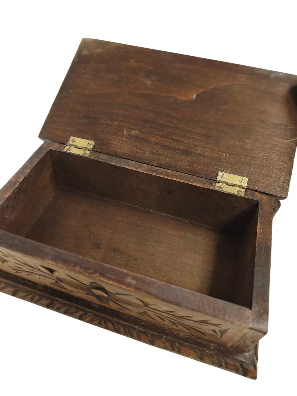 Boîte à bijoux ancienne en bois vintage rétro rangement coffret collection déco