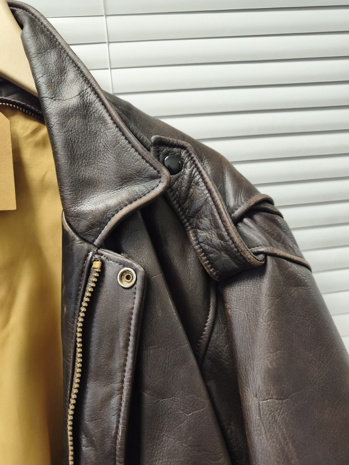 Blouson homme cuir ancien vintage taille L veste rétro pour collectionneur