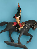 Figurine cavalier ancien en plomb, soldat Napoléon, cheval gris, peinture main