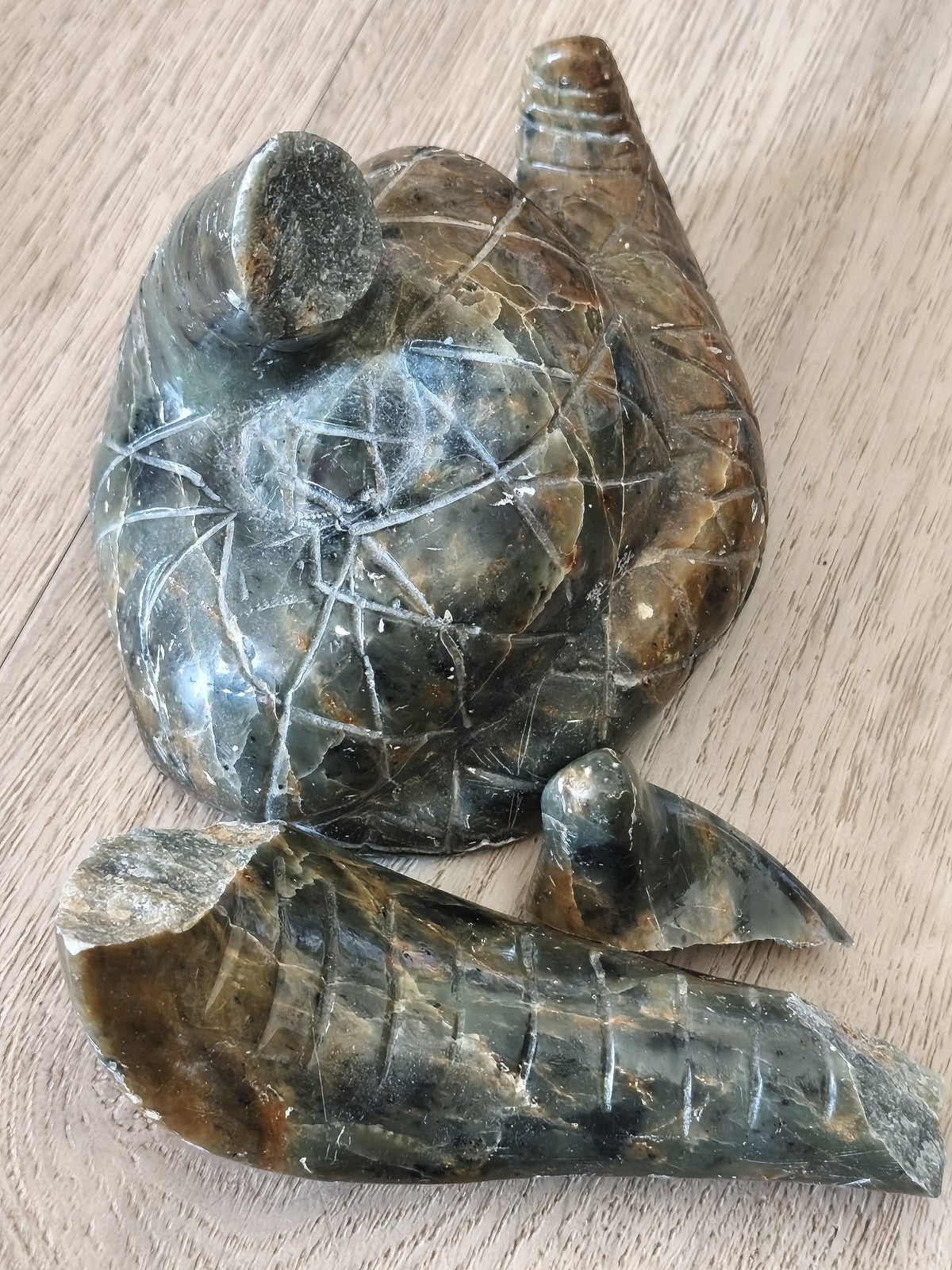 Old stone snake sculpture to restore vintage decor collection retro