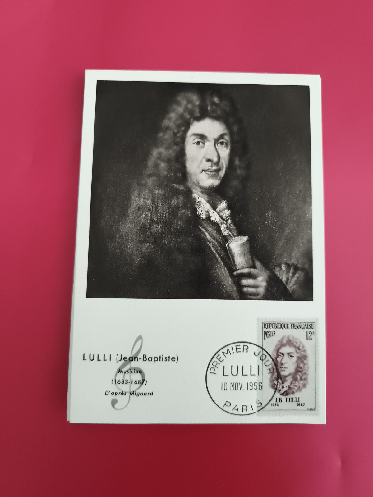 Carte Premier Jour JB Lulli Paris 1956 philatélie timbre musicien
