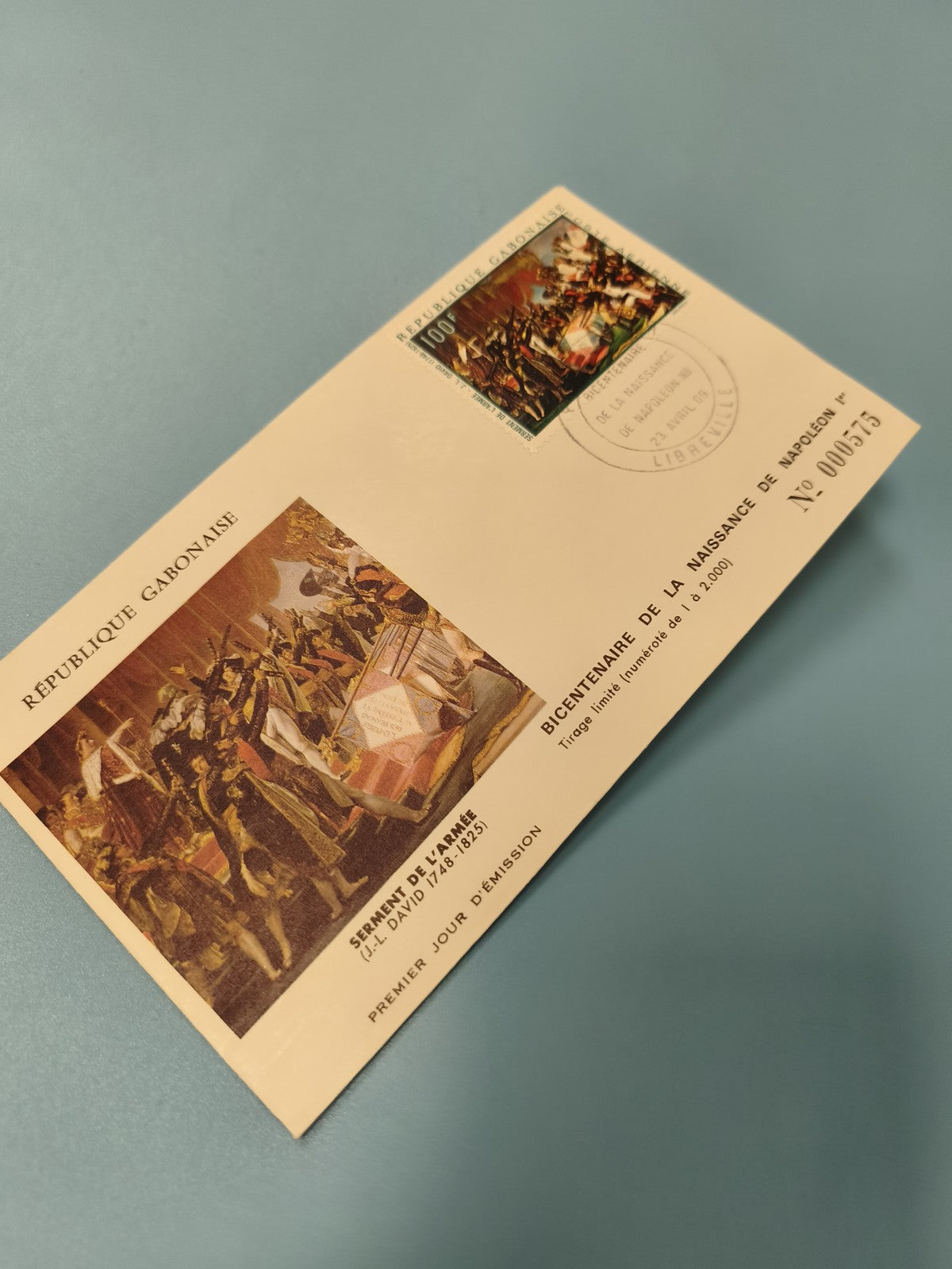 Enveloppe FDC Gabon Premier Jour Timbre Napoléon Serment de l?Armée illustrée