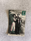Carte postale 1er Avril CPA illustrée couple humour colorisé