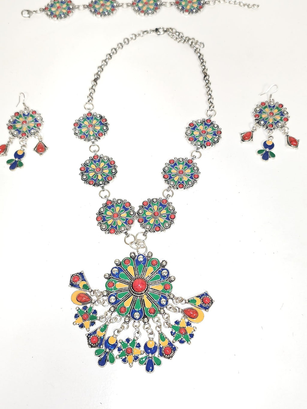 Parure ancienne fantaisie style berbère vintage, bijoux ethniques d'occasion
