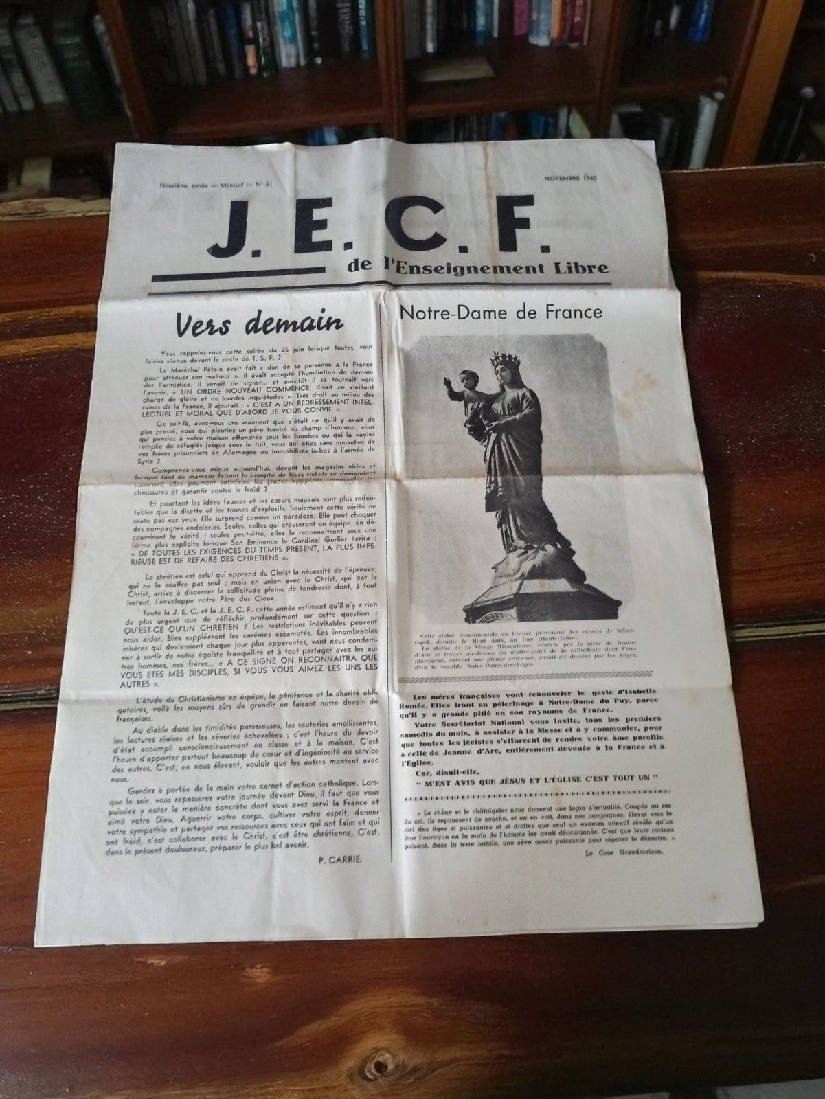 Ancien journal J.E.C.F. 1969 presse chrétienne rétro Notre-Dame de France