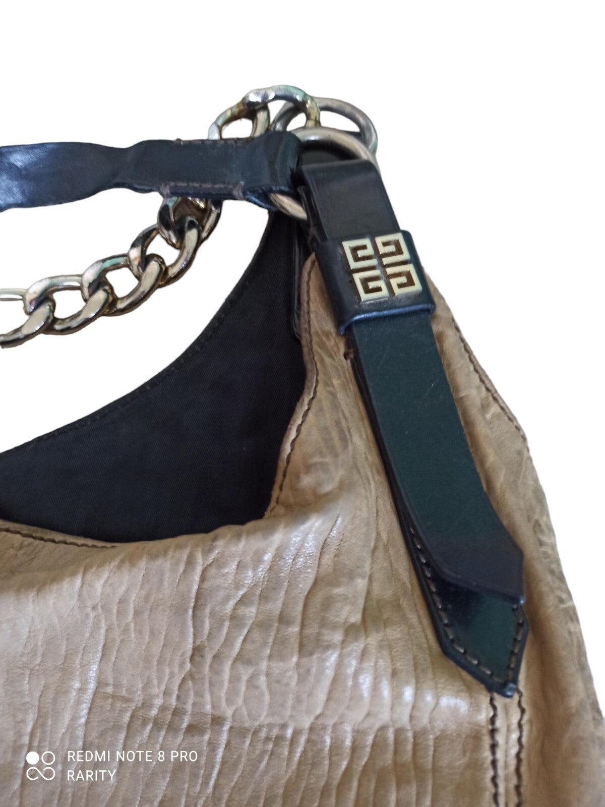 Sac à main Givenchy Paris cuir marron, anse chaîne, style élégant