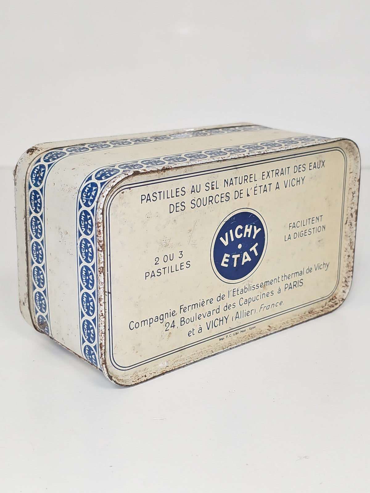 Vintage ancienne boîte publicitaire rétro pastilles Vichy collection déco France