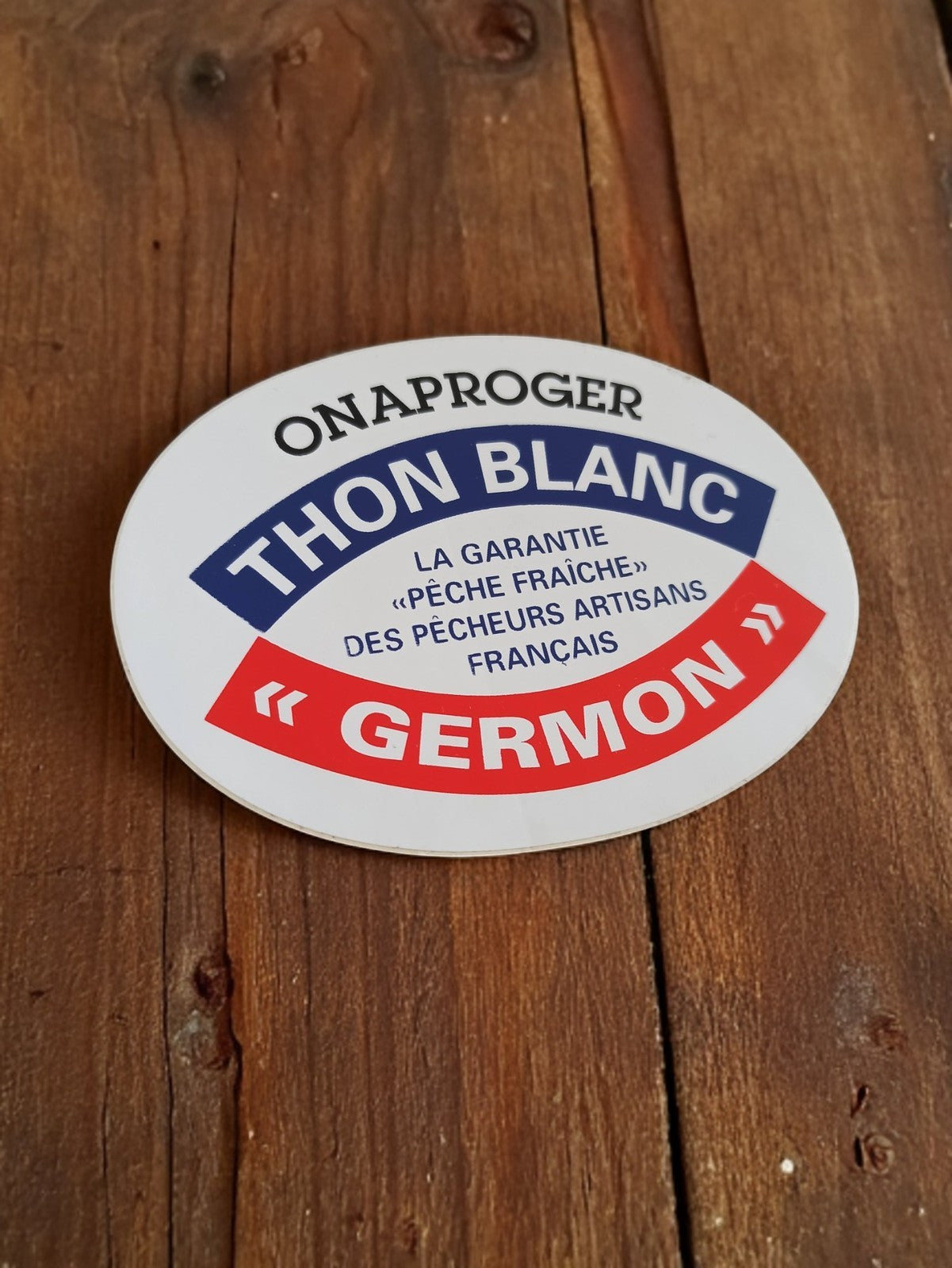 Autocollant vintage ONAPROGER thon blanc Germon rétro pêche artisanale