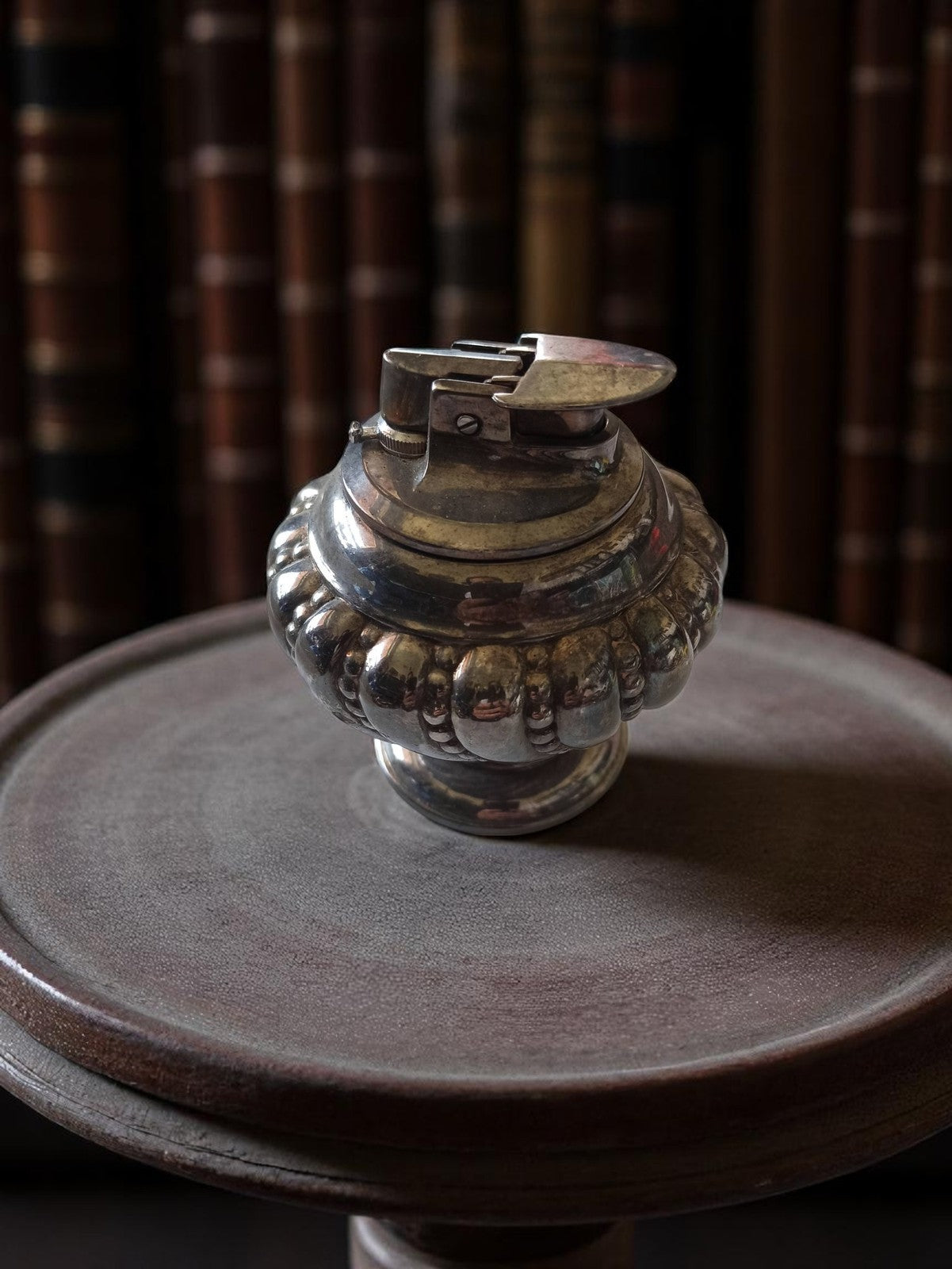 Gros Briquet de Table Vintage Ronson Crown France Métal Argenté Collection