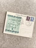 Carte postale philatélique Journée du Timbre 1942 oblitérée timbres France