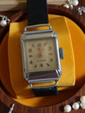 Montre femme mécanique vintage 15 Jewels, cadran carré rétro, bracelet noir