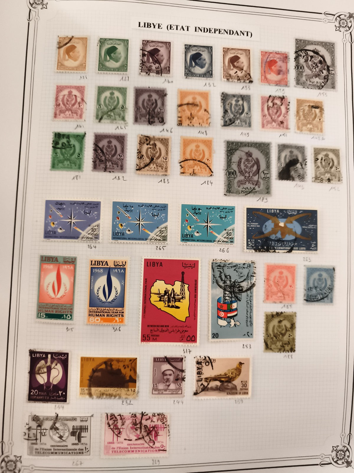 Timbres Libye état indépendant oblitérés, thématiques ONU, oiseaux, droits humai