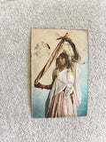CPA Danseuse orientale costume voilé carte photo couleur début XXe