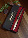 Ouvre-lettres Briefing 20ème anniversaire vintage, finition métal argenté, étui