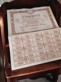 Action au porteur L'Omnite 1920s ancien titre financier vintage rétro papier