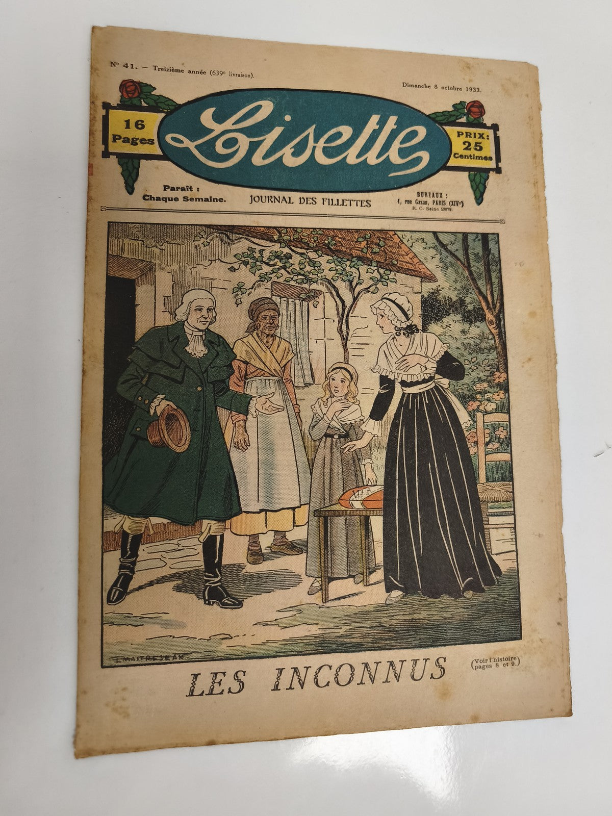 Ancien journal Lisette 1933, n°41, magazine illustré fillette vintage