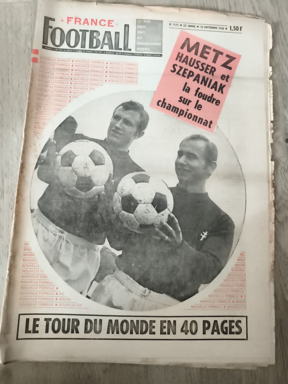 Ancien journal France Football 1968 Metz Hausser Szepaniak vintage foot
