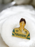 Pin's vintage joueur OM Panasonic Adidas badge ancien football Marseille