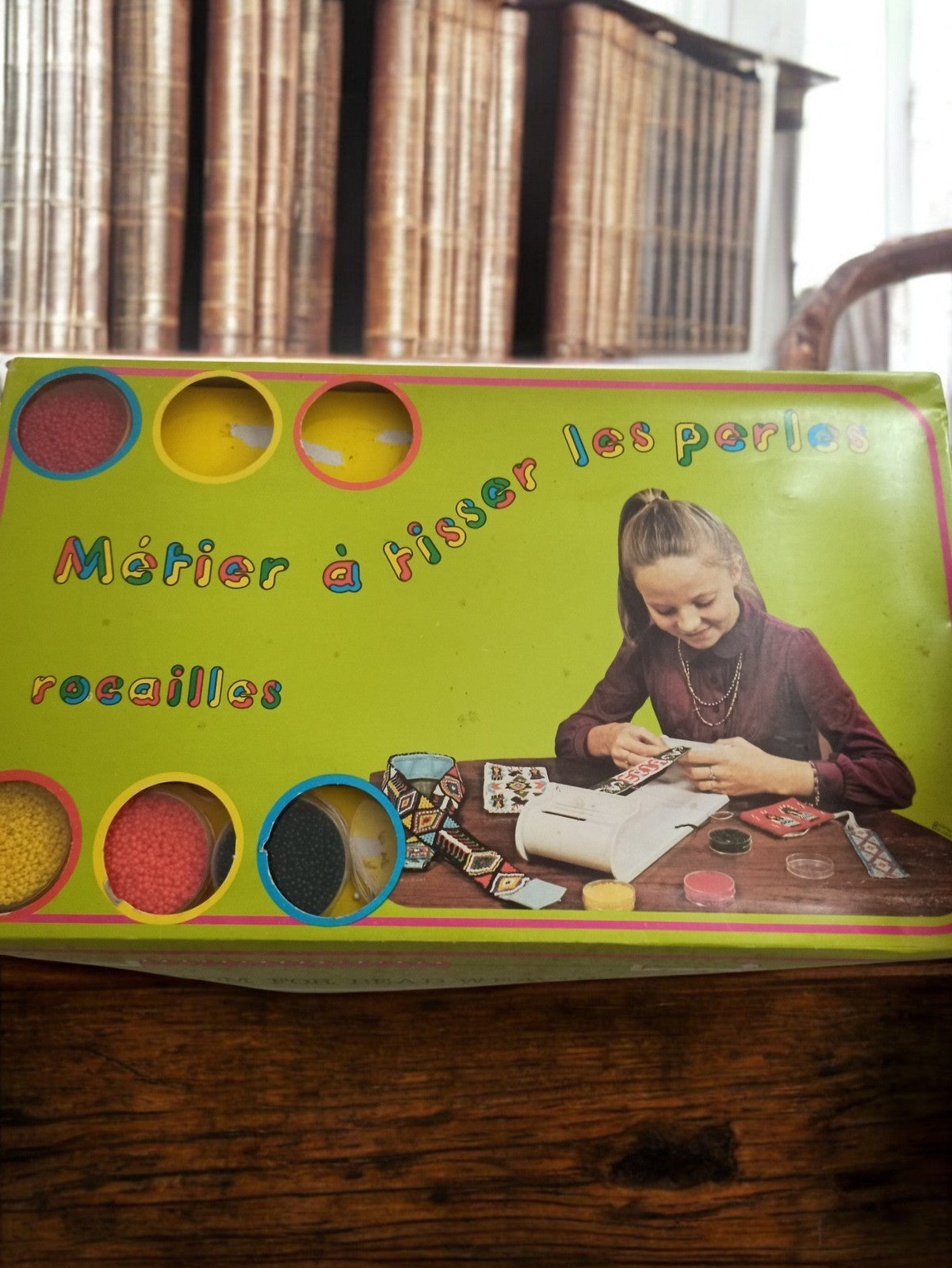 Métier à tisser perles rocailles vintage jeu créatif ancien boîte rétro