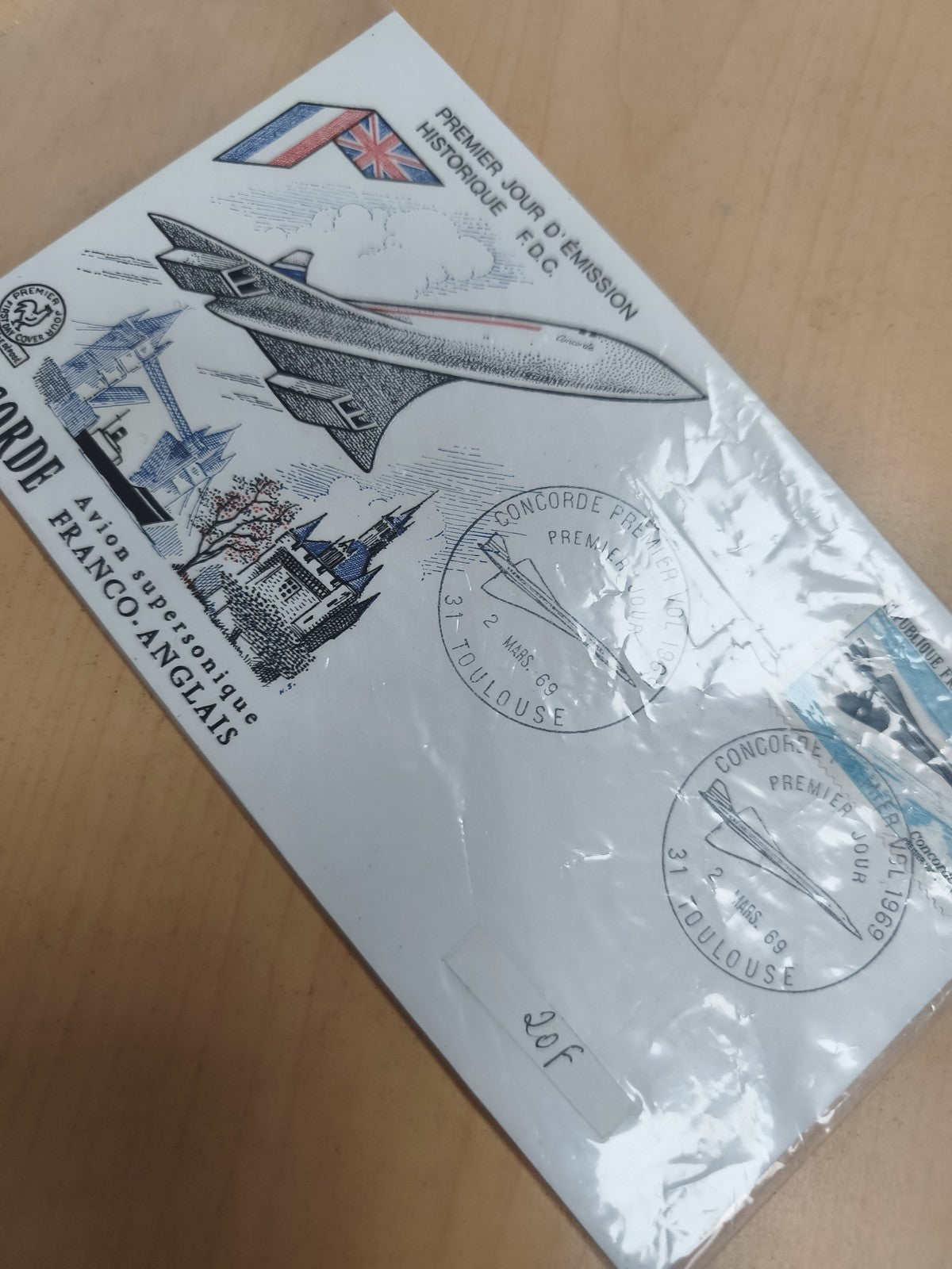 Enveloppe Concorde premier jour 1969 FDC philatélie franco-anglais avion