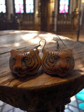 Boucles d’oreilles vintage têtes de tigre années 70 rétro animalier