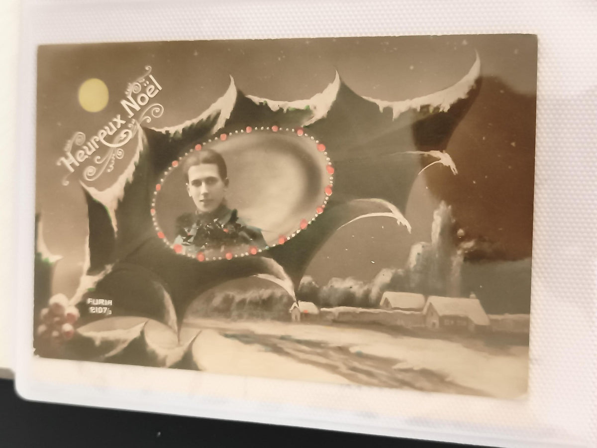 Carte postale ancienne Heureux Noël Furia 2107/3 photo portrait hiver CPA