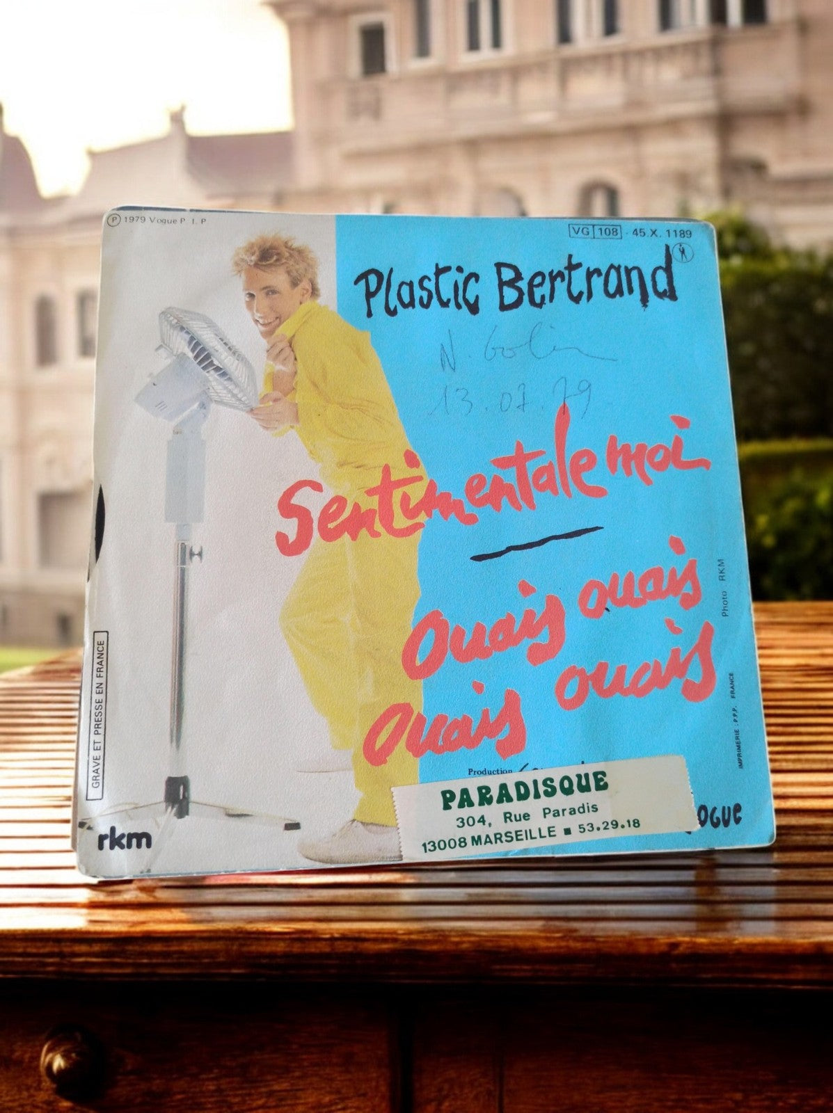 Disque vinyle 45T Plastic Bertrand Sentimentale moi années 70 pochette FR