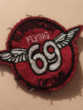 Écusson ancien FLYING 69 brodé rouge noir patch vintage moto biker
