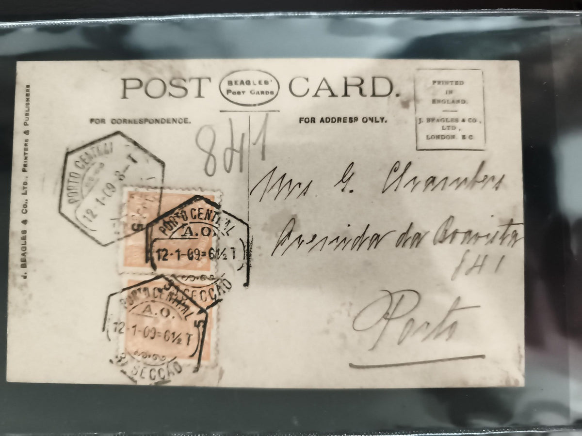 Carte postale ancienne Beagles timbres oblitérés Porto Central philatélie