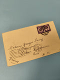 Ancienne enveloppe philatélie timbres Royaume-Uni violet, oblitération 1960