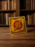 Autocollant ancien vintage amortisseur déco rétro jaune rouge années 70