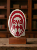 Autocollant ancien RMC radio rétro vintage déco ovale rouge blanc