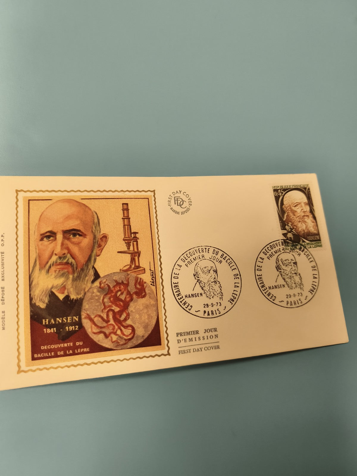 Enveloppe Premier Jour d?Émission FDC Hansen 1973 timbre et cachet Paris