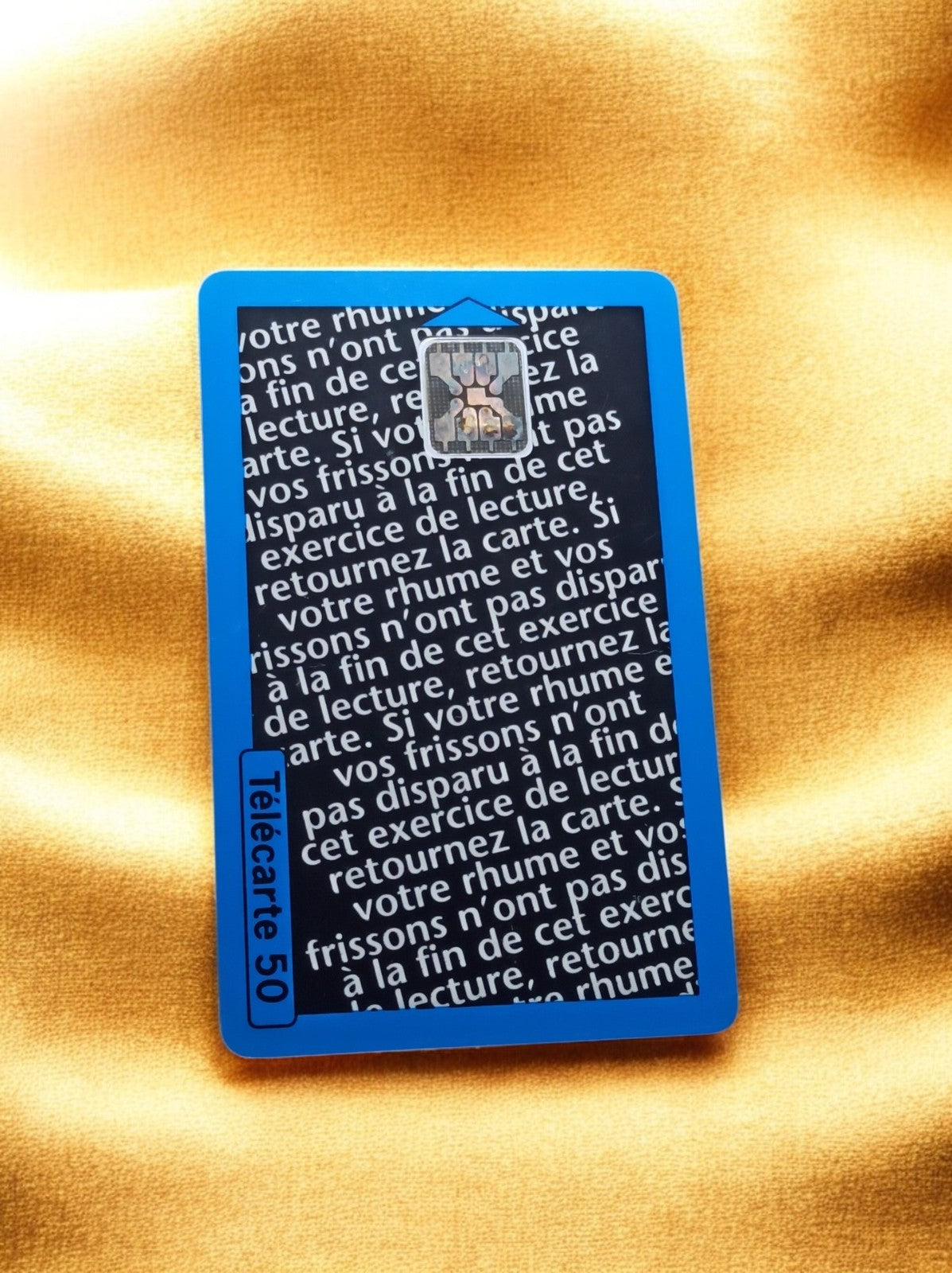 Carte téléphonique vintage Télécarte 50 unités puce bleue design texte