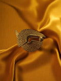 Broche vintage dorée forme abstraite métal texturé rétro années 70
