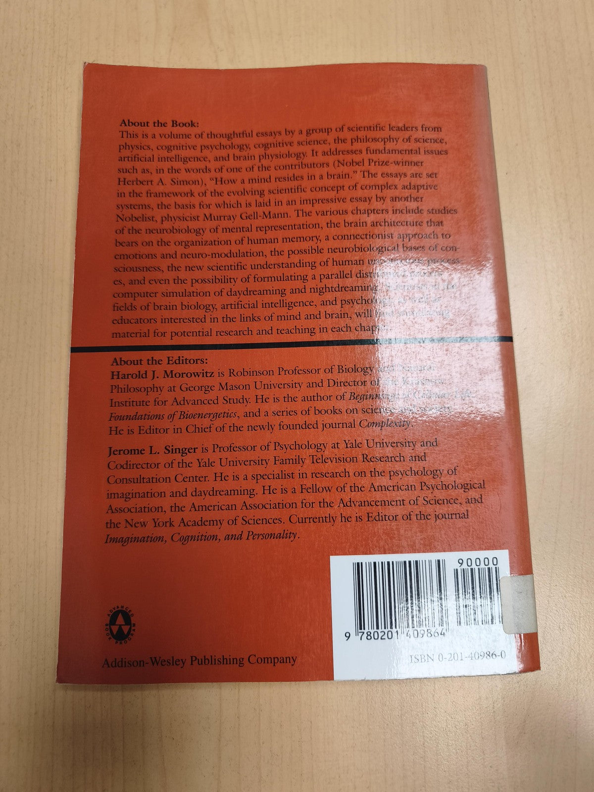 Rare livre ancien The Mind, The Brain, and Complex Adaptive Systems vintage scie