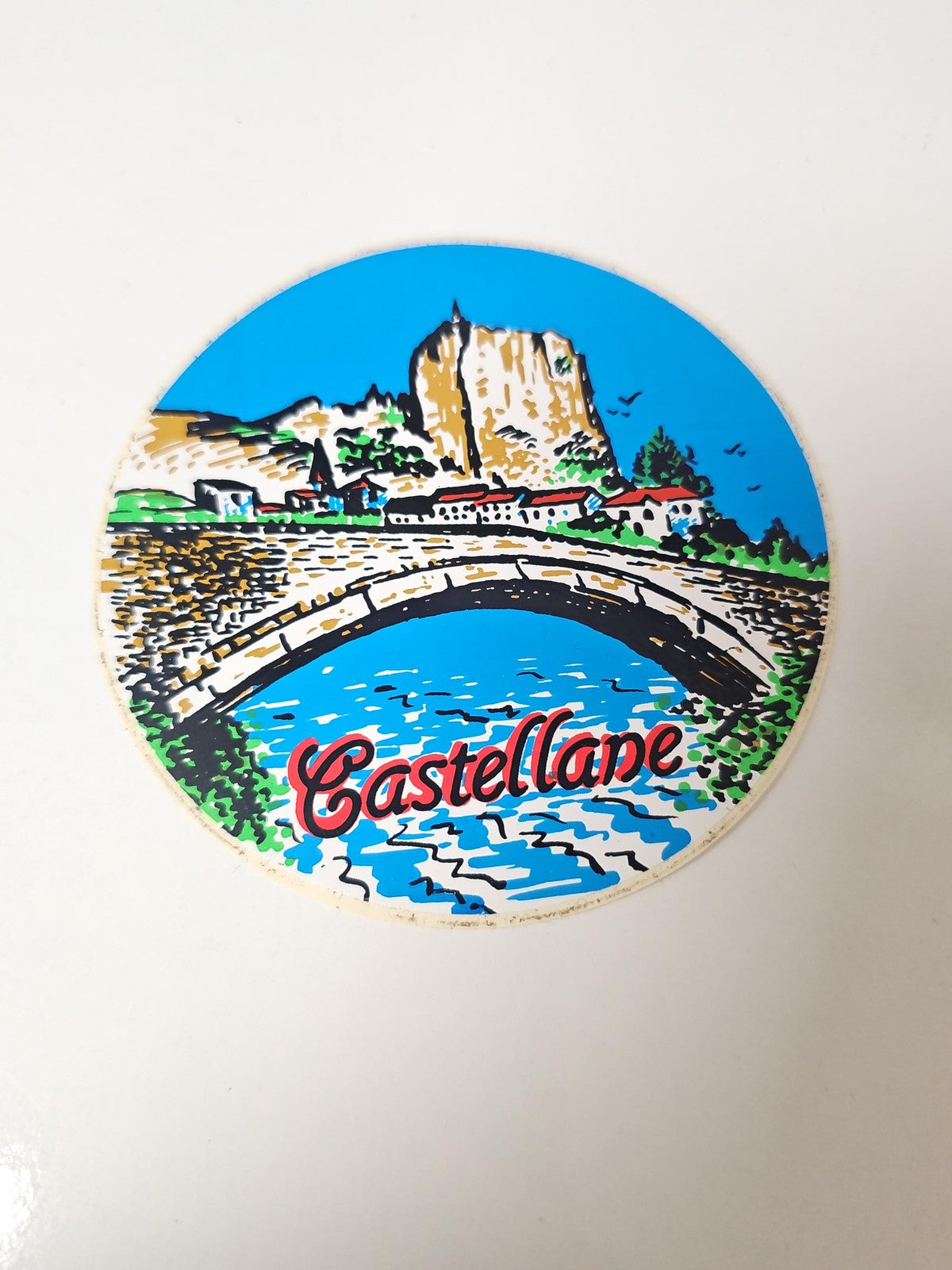 Vintage grand autocollant publicitaire Castellane ancien rétro collection déco