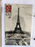 CPA Paris Tour Eiffel ELD carte postale ancienne affranchie timbre rouge