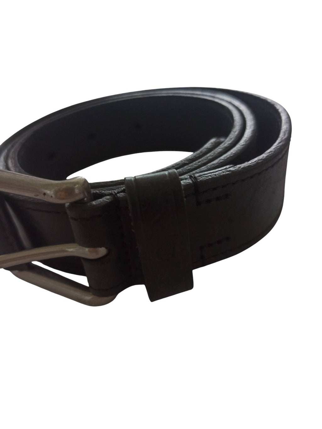 Ceinture Levi's vintage cuir noir, grosse boucle métal, style rétro homme