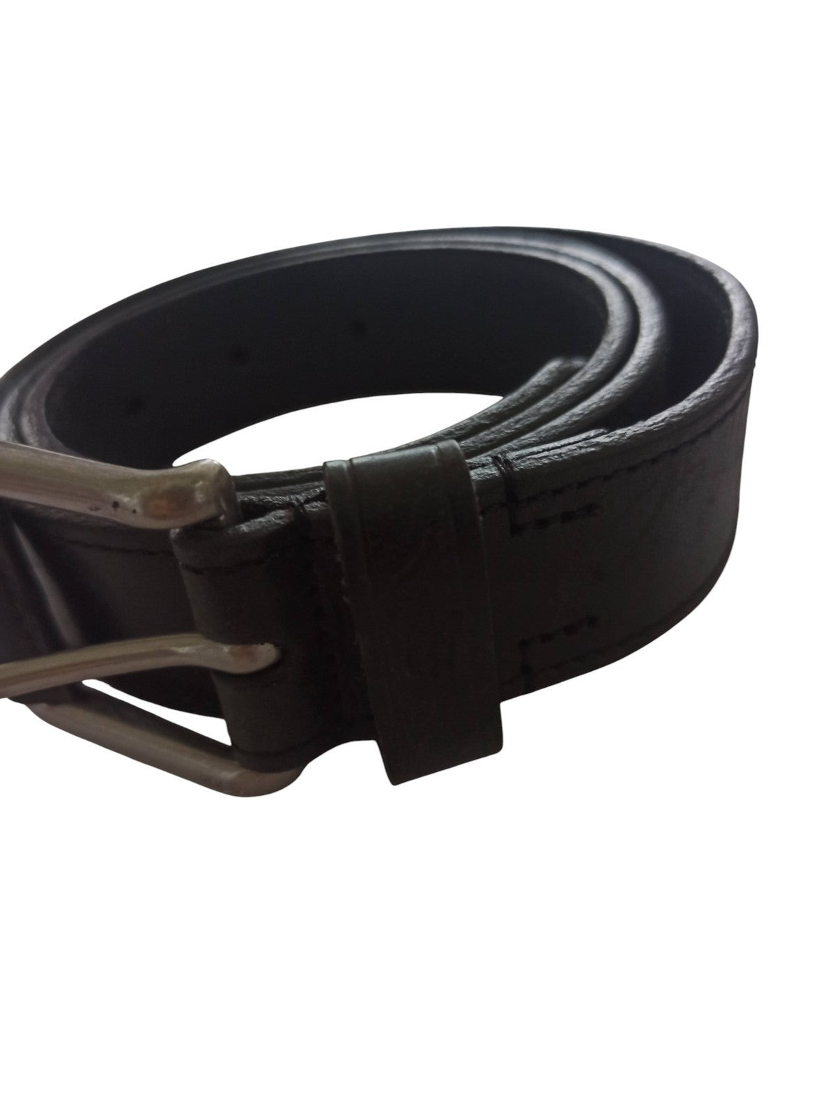 Ceinture Levi's vintage cuir noir, grosse boucle métal, style rétro homme