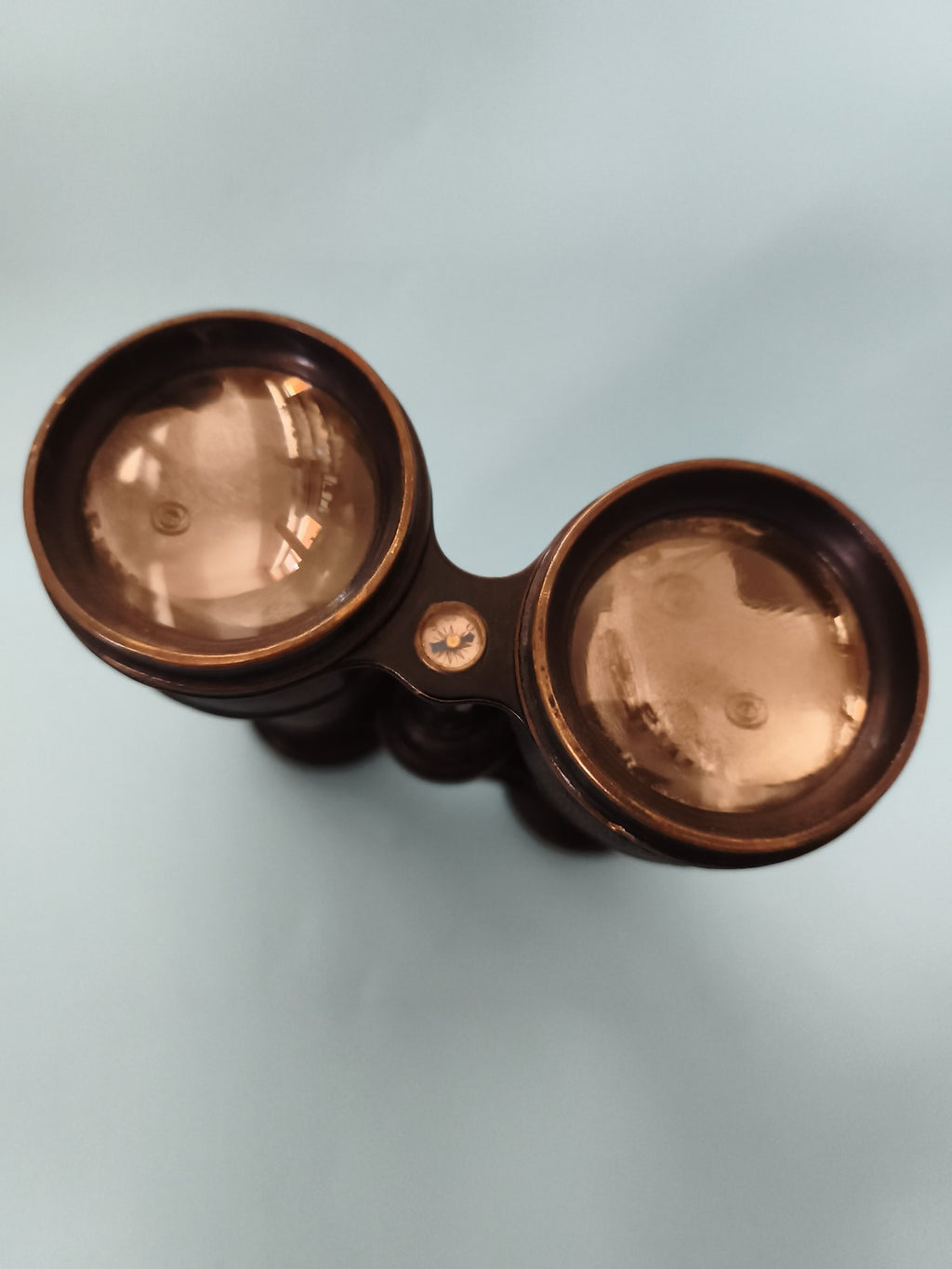 Jumelles anciennes vintage aspect cuivre patiné, optique rétro XIXe siècle