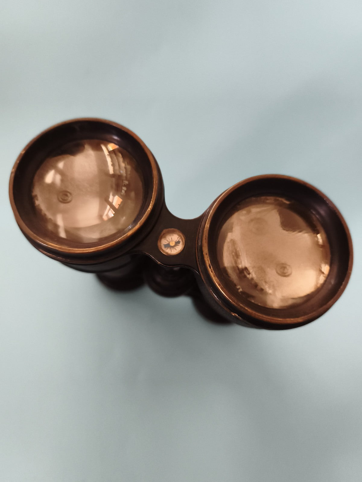 Jumelles anciennes vintage aspect cuivre patiné, optique rétro XIXe siècle