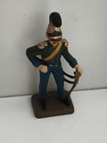 Figurine soldat ancien en plomb uniforme bleu vert base carrée vintage