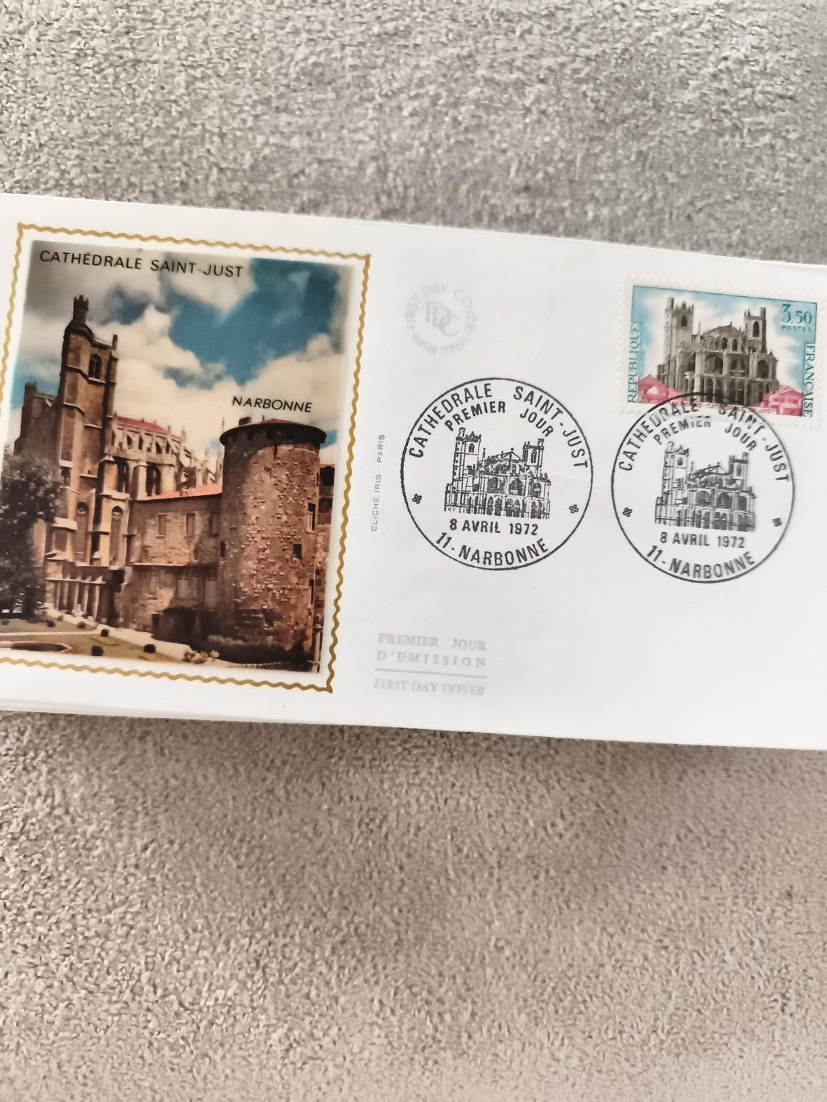 Lettre FDC Cathédrale Saint-Just Narbonne 1972 Premier Jour philatélie ancien
