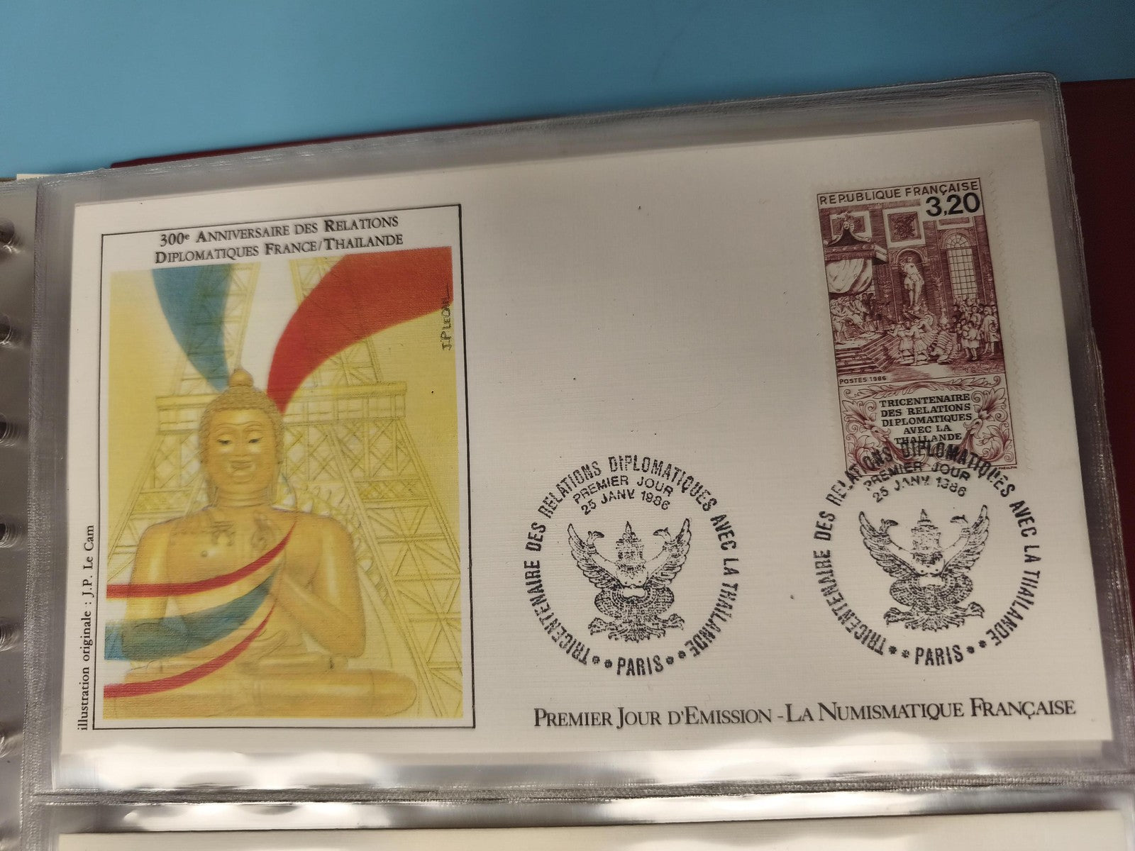 Enveloppe FDC premier jour France Thaïlande 300e anniversaire timbre et cachet