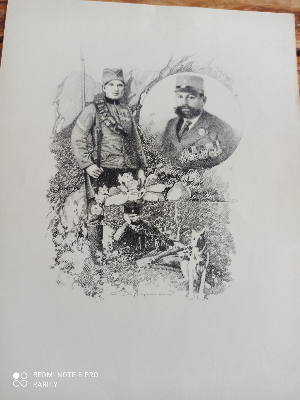 Lot 2 gravures anciennes militaires signées, soldats XIXe, illustration vintage